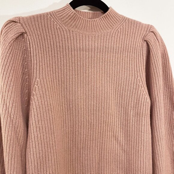 New Reformation Perche 100% Cashmere Puff Sleeve Sweater Serenade Pink XS $228 - Picture 3 of 6